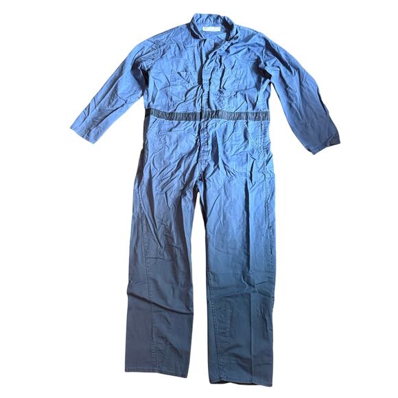 Men’s XL 100% Cotton USA Made Blue Coveralls 32″ Inseam, Velcro Front, Workwear - Picture 1 of 4